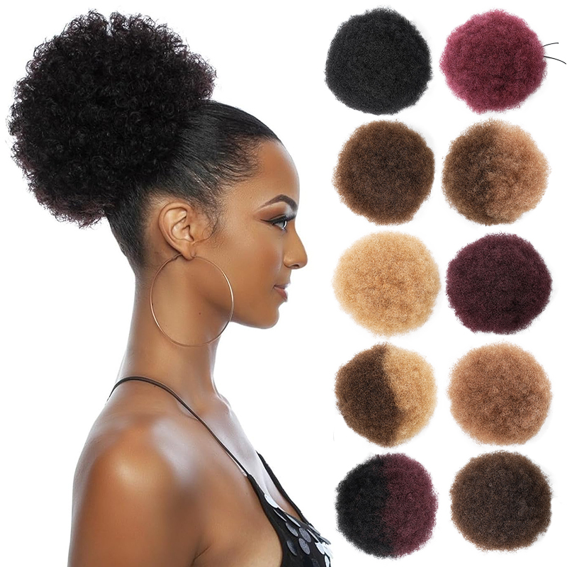 Drawstring Afro Curly Puff Ponytail - % 100 İnsan Saç 8 Inç