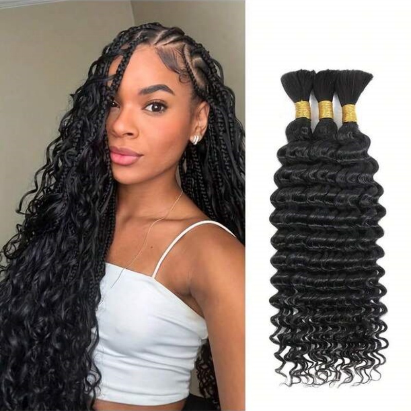 Water Wave Bulk Human Hair For Braiding - 2 Paket Su Dalgası Toplu İnsan