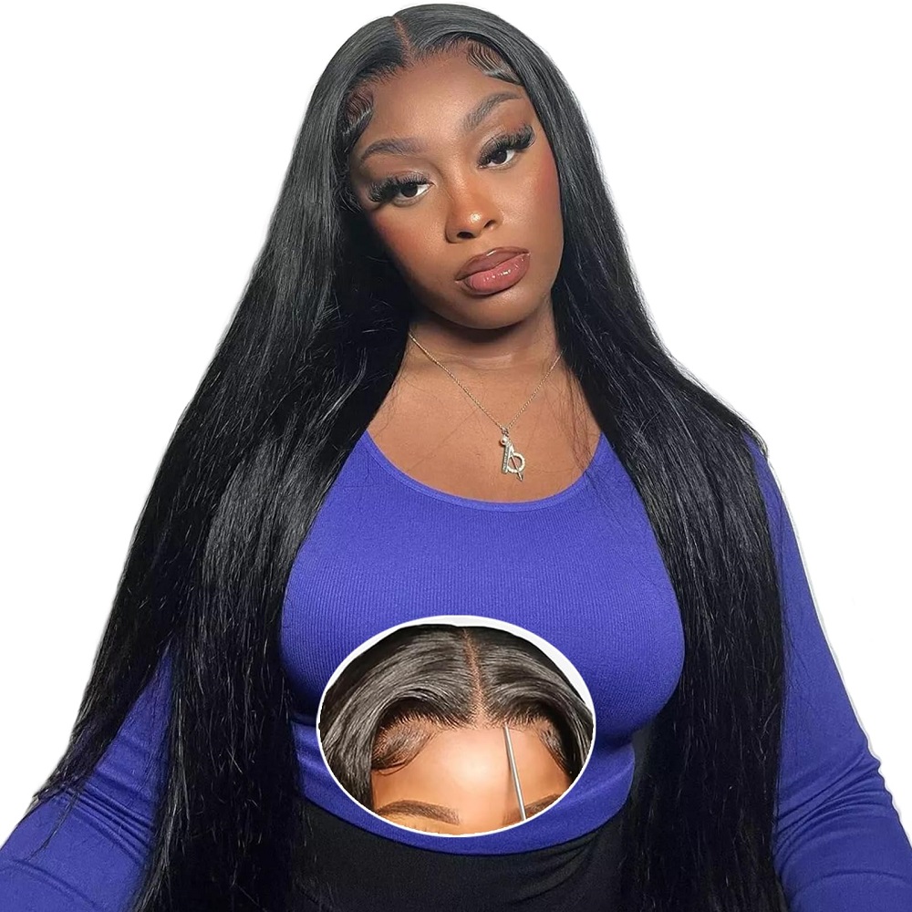 Lace Front Wigs - 7x6 HD Yapıştırıcısız Düz Peruk, Kadınlar
