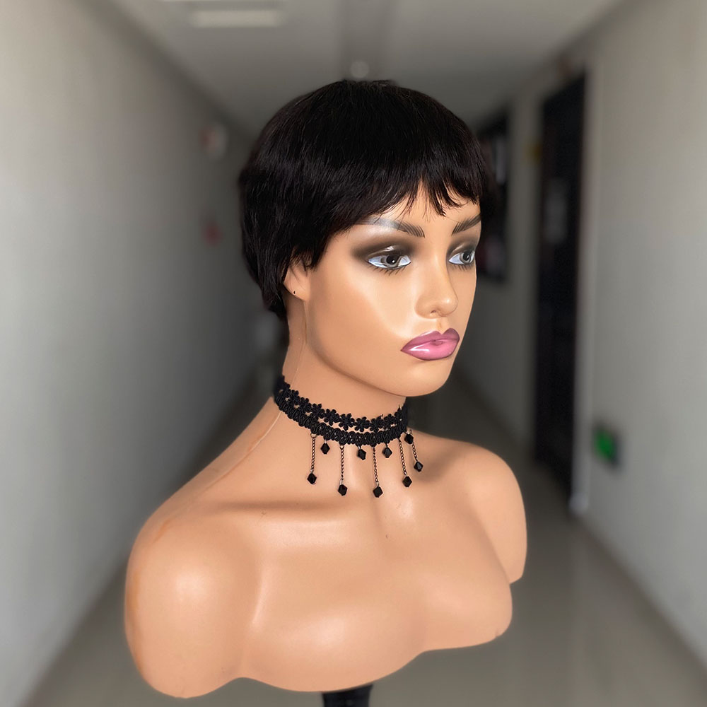 Kısa Düz İnsan Saç Peruk Doğal - Short Pixie Cut Wig Human Hair Cheap incelemesi ve fiyatı