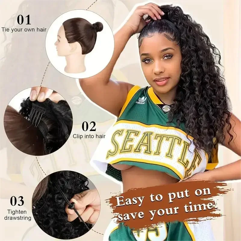 Uzun Sapıkça Kıvırcık İpli At  - Drawstring Afro Curly Puff Ponytail incelemesi ve fiyatı