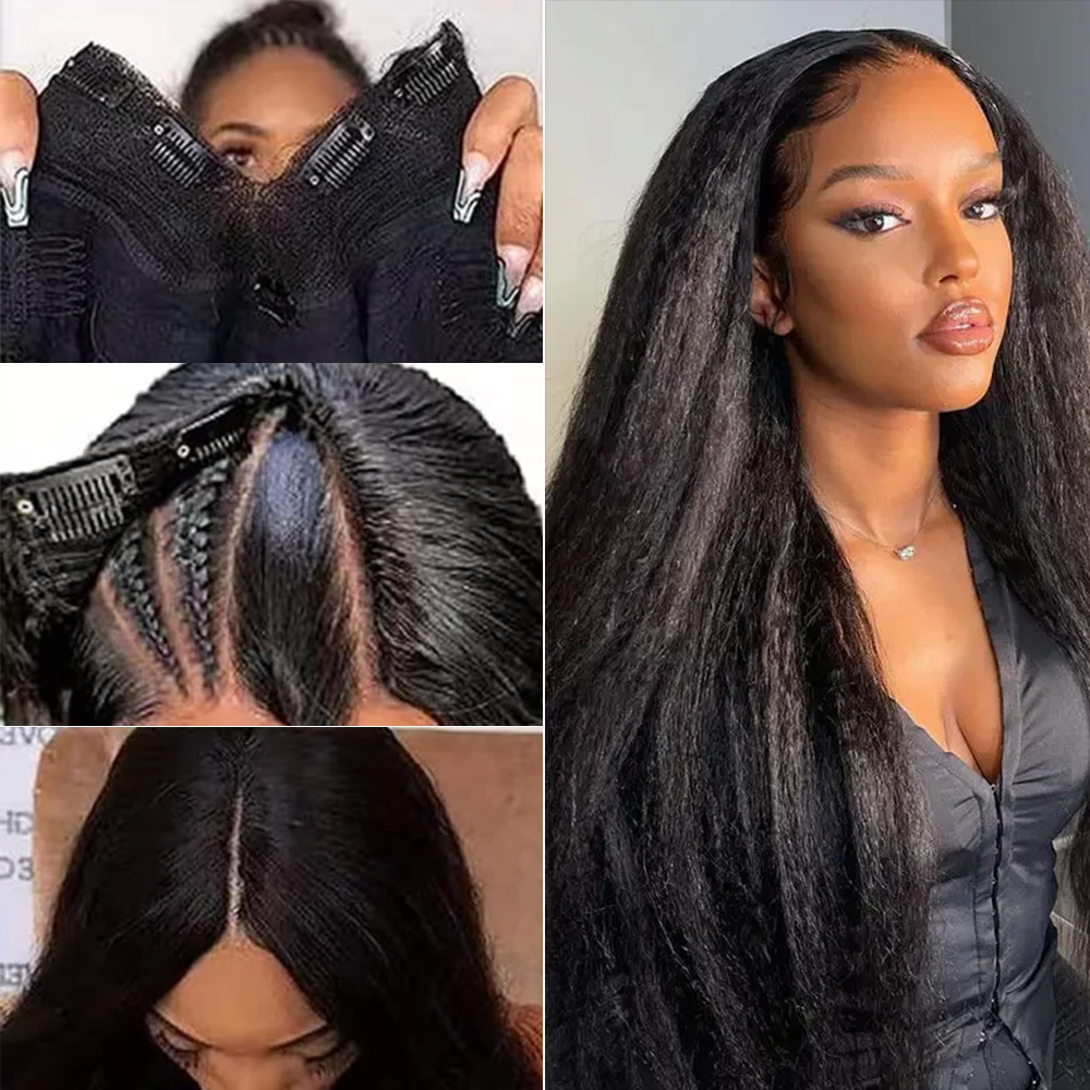 Kinky Yaki Düz İnsan Saçı V Pa - Glueless Wear And Go Human Hair Wig incelemesi ve fiyatı