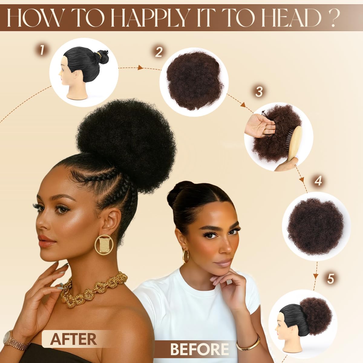 Afro Puff Sentetik İpli At Kuy - Drawstring Afro Curly Puff Ponytail incelemesi ve fiyatı