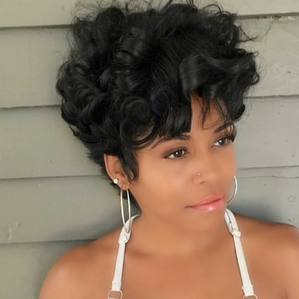 Kabarık doğal dalga peruk insa - Short Pixie Cut Wig Human Hair Cheap incelemesi ve fiyatı